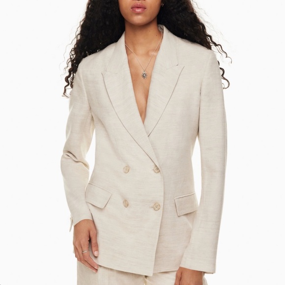 Aritzia Jackets & Blazers - Aritzia Wilfred Destiny Linen Double Breasted Blazer in Beige Size 00